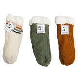 KNIT CABIN SOCKS - ASSORTED COLORS - BEIGE MULTI ( UPC # 1922349300223) , GOLD BROWN ( UPC # 1922349300249), GREEN ( UPC # 1922349300130) - 8 pcs of each - Pre Priced $5
